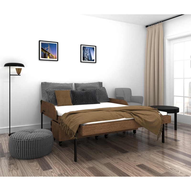 Rolling queen murphy bed with mattress room and loft discount